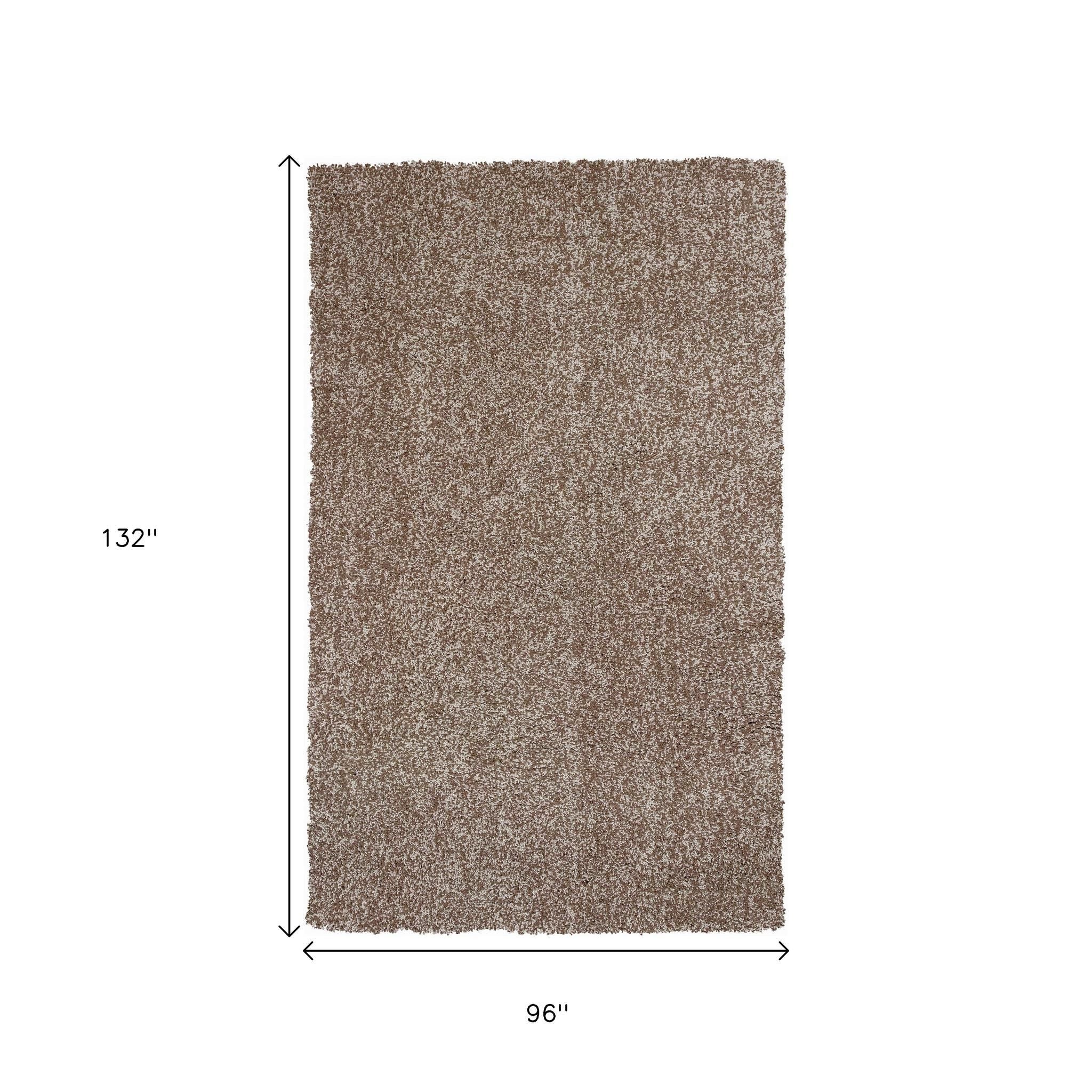 8' Beige And Brown Abstract Hand Woven Round Rug-Area Rugs-DECOROLALA