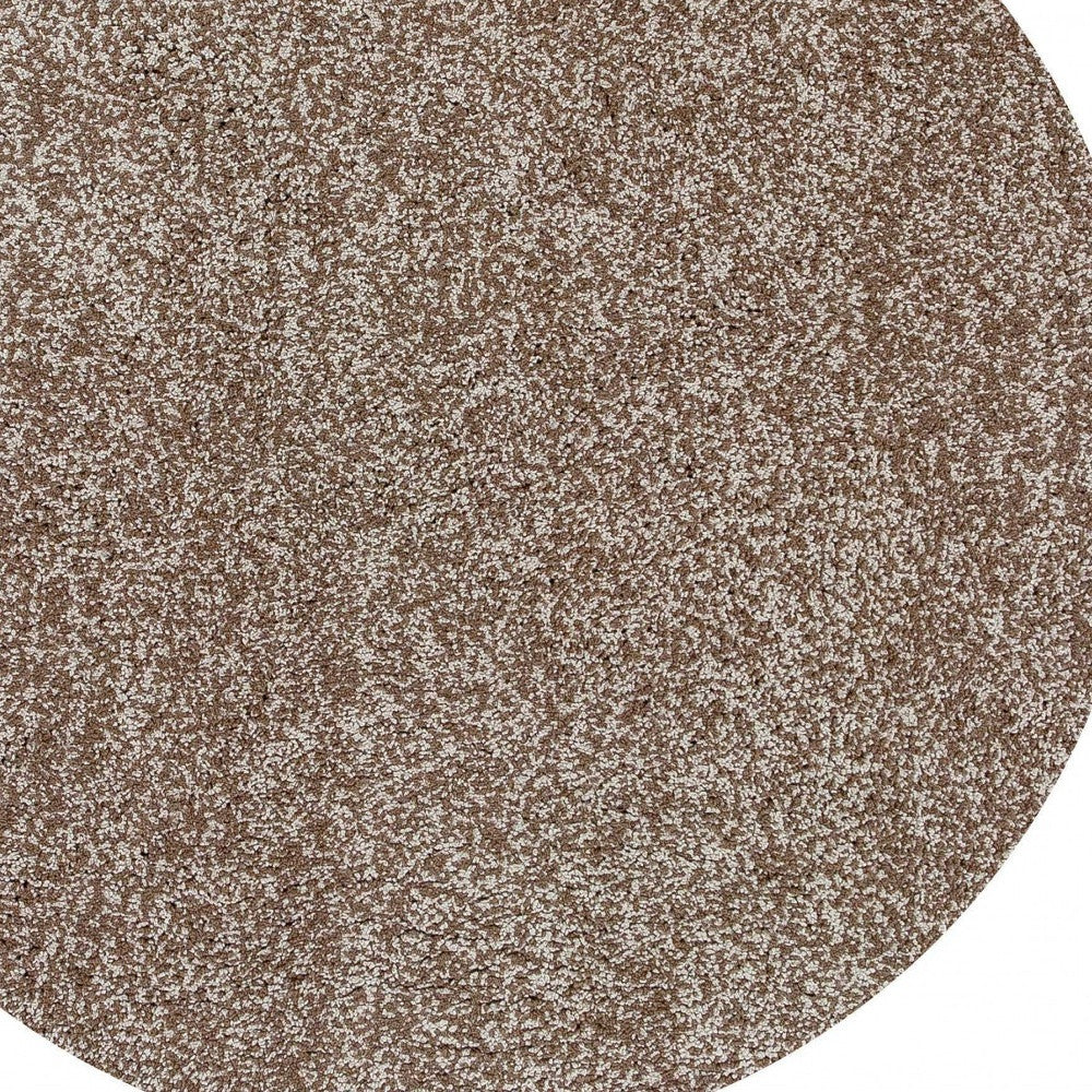 8' Beige And Brown Abstract Hand Woven Round Rug-Area Rugs-DECOROLALA
