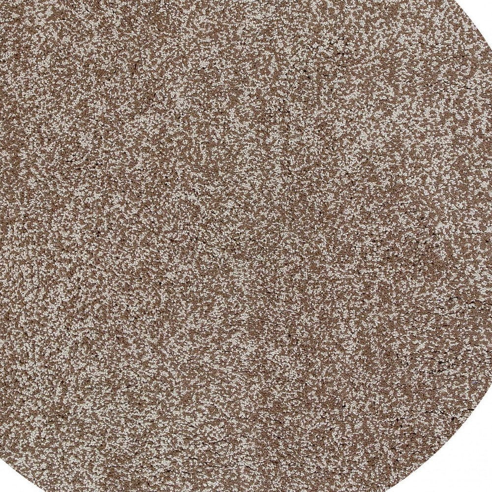 8' Beige And Brown Abstract Hand Woven Round Rug-Area Rugs-DECOROLALA