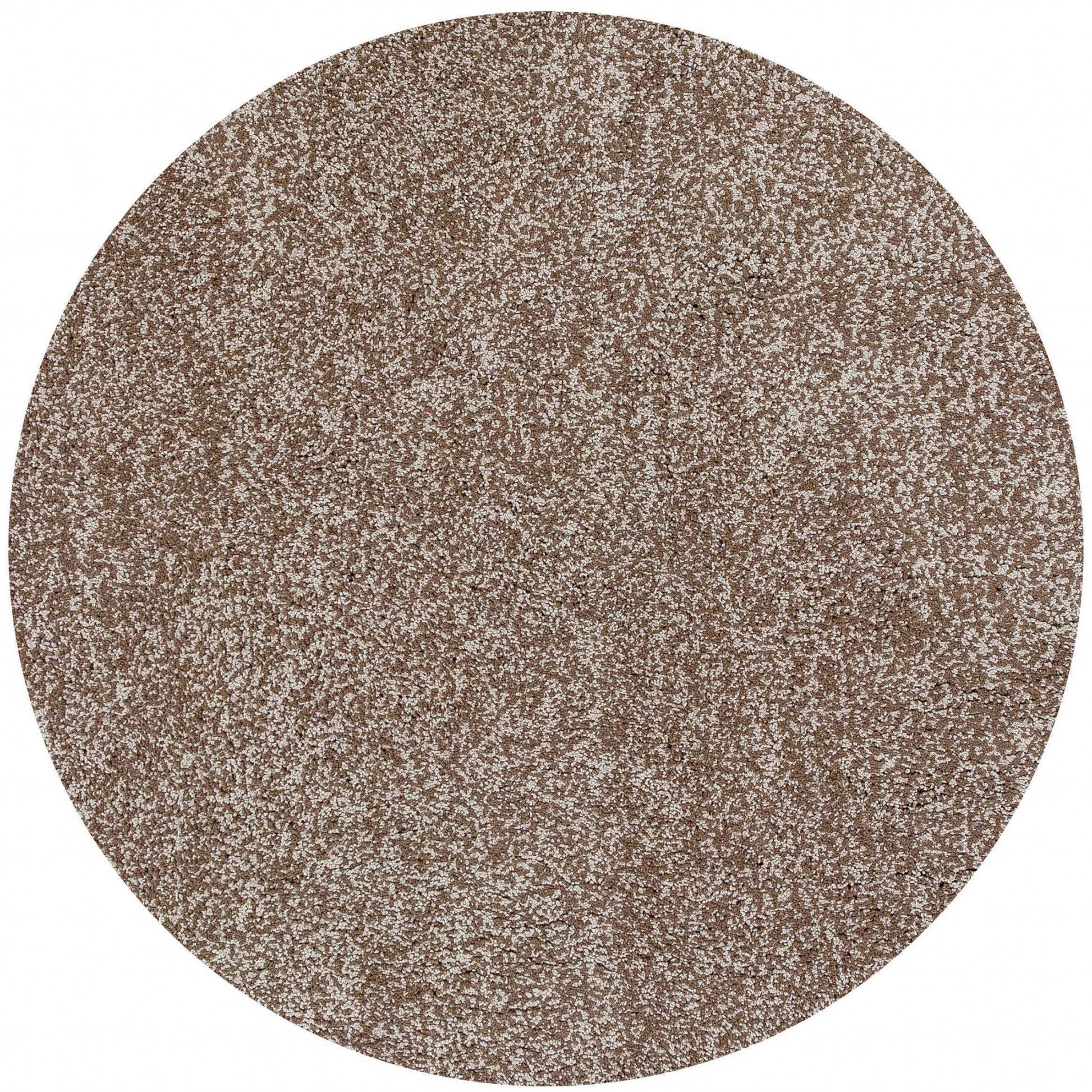 8' Beige And Brown Abstract Hand Woven Round Rug-Area Rugs-DECOROLALA