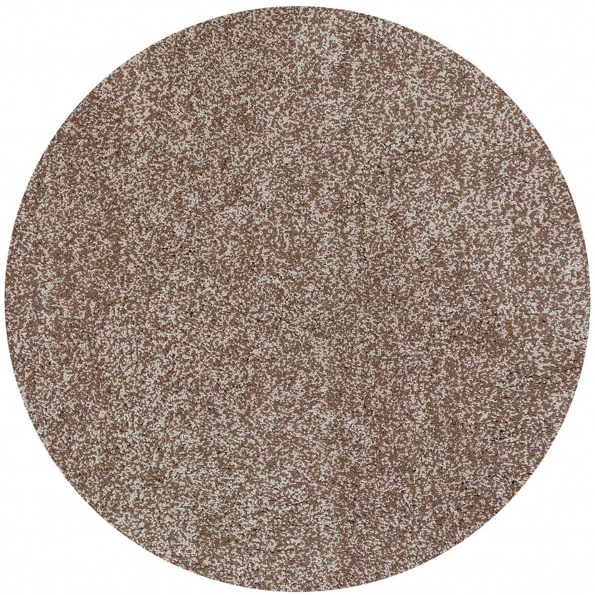 8' Beige And Brown Abstract Hand Woven Round Rug-Area Rugs-DECOROLALA