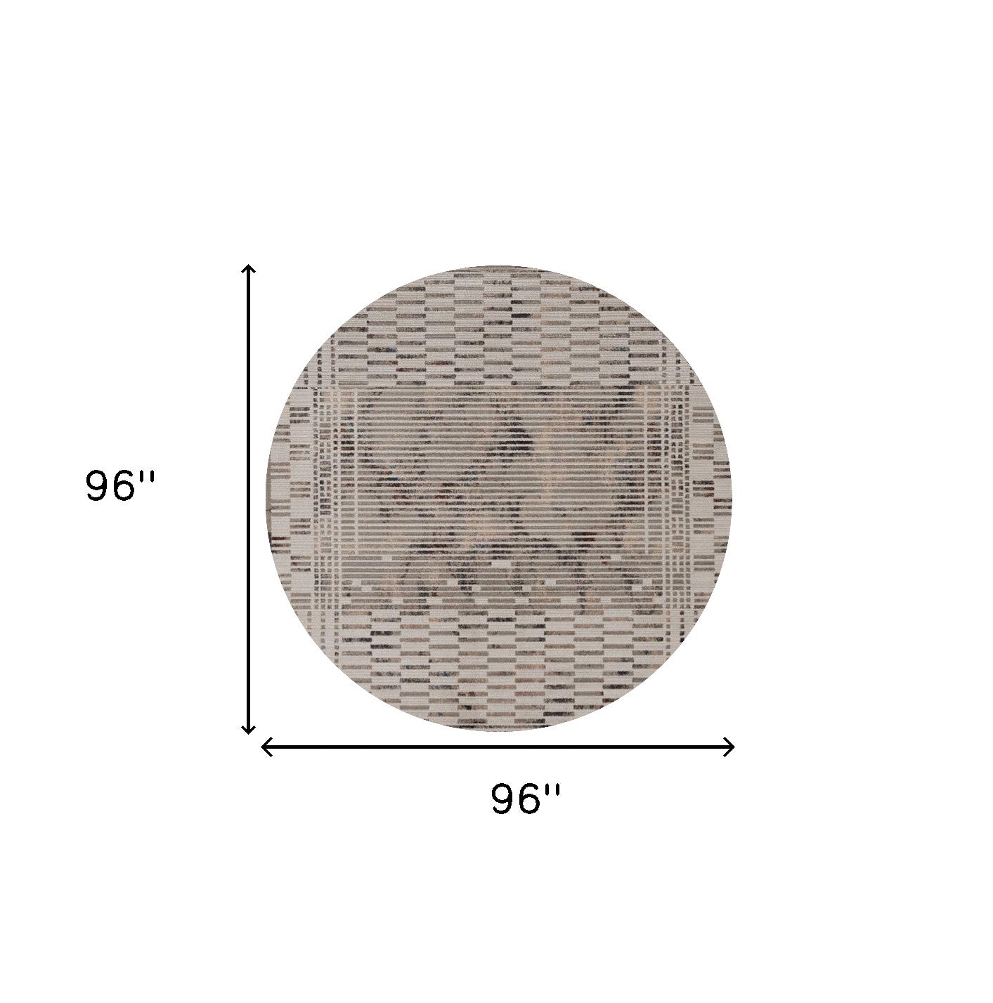 8' Beige And Brown Abstract Round Rug-Area Rugs-DECOROLALA