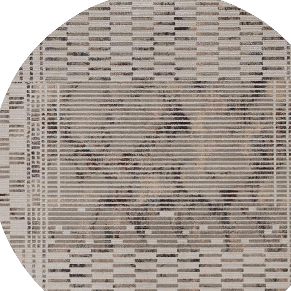 8' Beige And Brown Abstract Round Rug-Area Rugs-DECOROLALA