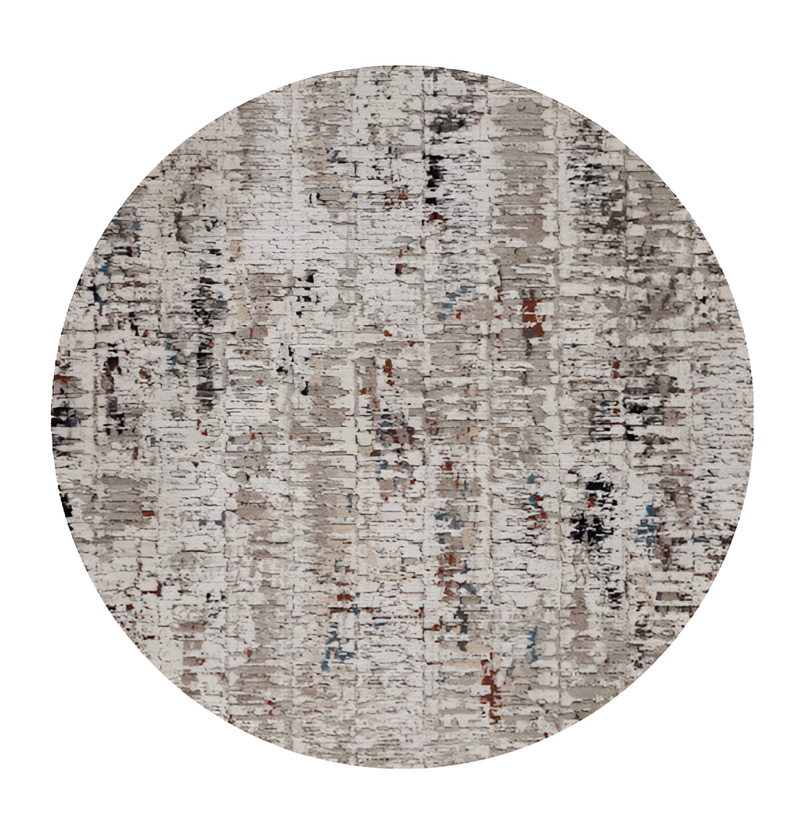 8' Beige And Gray Abstract Round Rug-Area Rugs-DECOROLALA