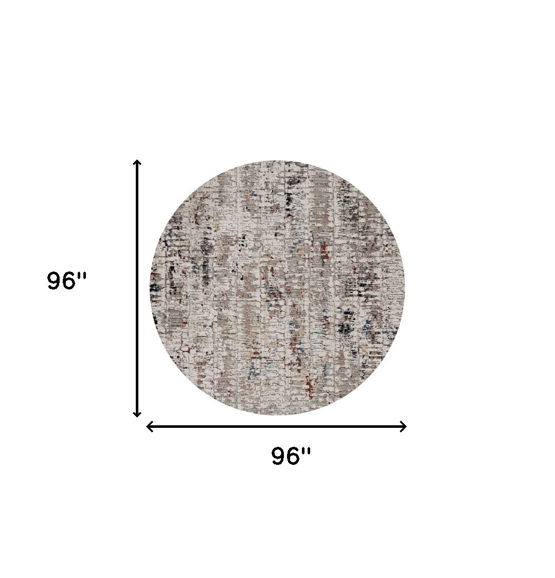 8' Beige And Gray Abstract Round Rug-Area Rugs-DECOROLALA