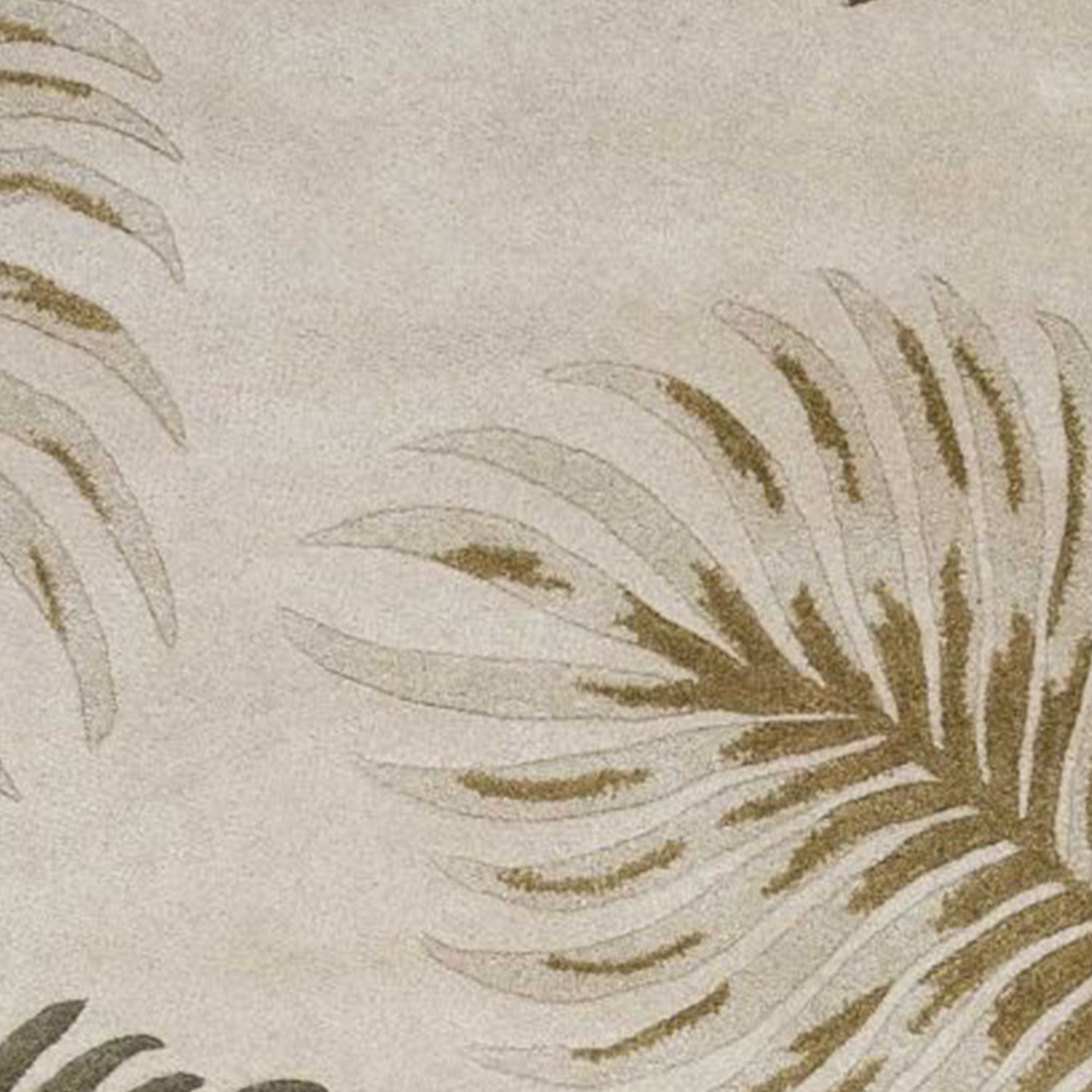 8' Beige Green And Brown Wool Botanical Leaves Hand Tufted Round Rug-Area Rugs-DECOROLALA