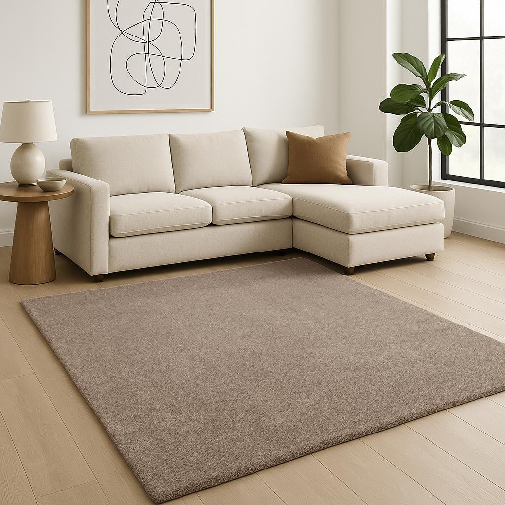 8' Beige Hand Woven Round Rug-Area Rugs-DECOROLALA