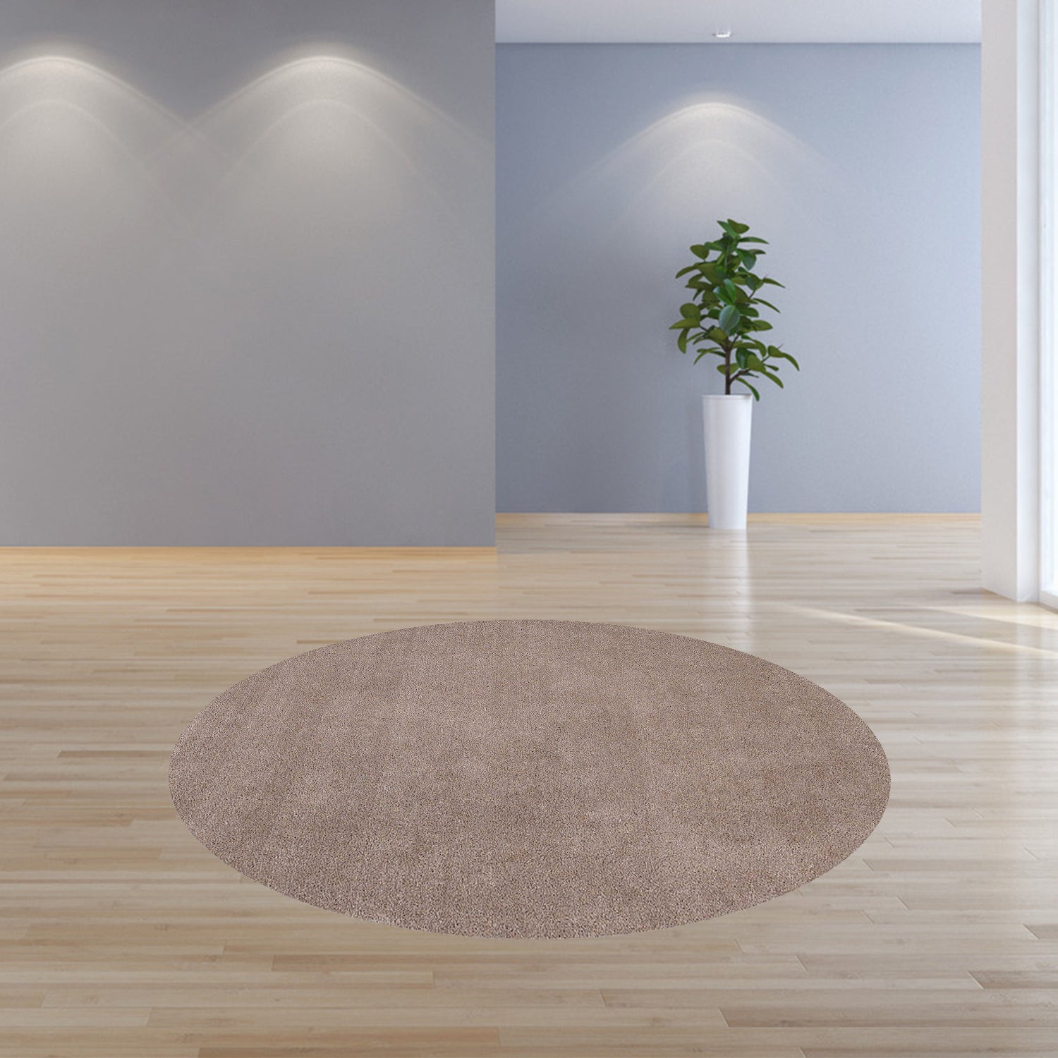 8' Beige Hand Woven Round Rug-Area Rugs-DECOROLALA