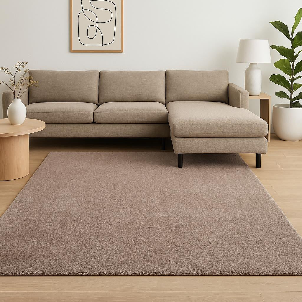 8' Beige Hand Woven Round Rug-Area Rugs-DECOROLALA