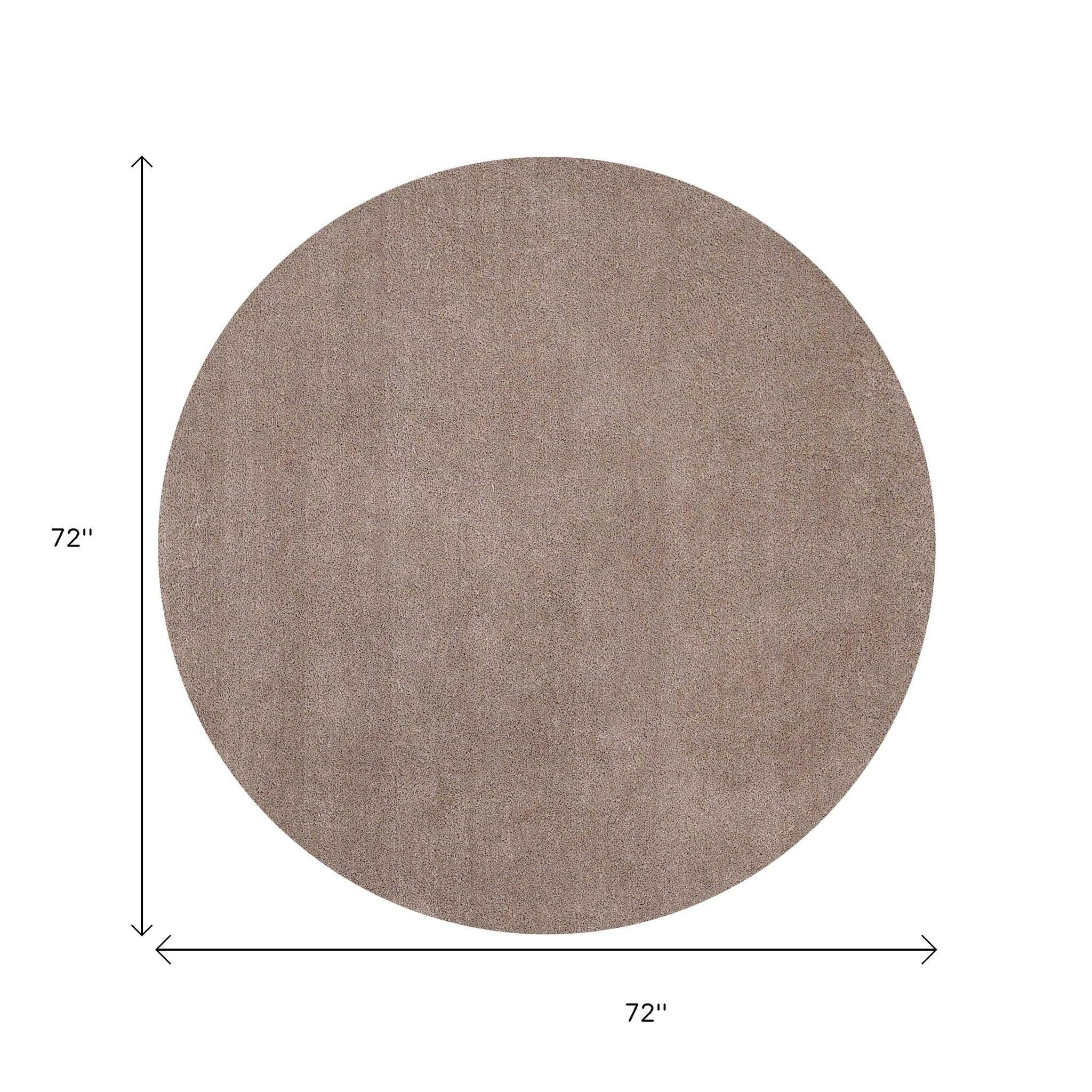 8' Beige Hand Woven Round Rug-Area Rugs-DECOROLALA