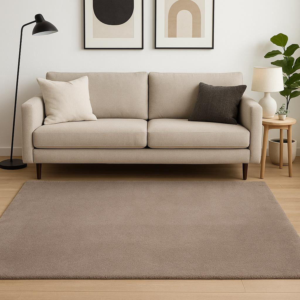 8' Beige Hand Woven Round Rug-Area Rugs-DECOROLALA