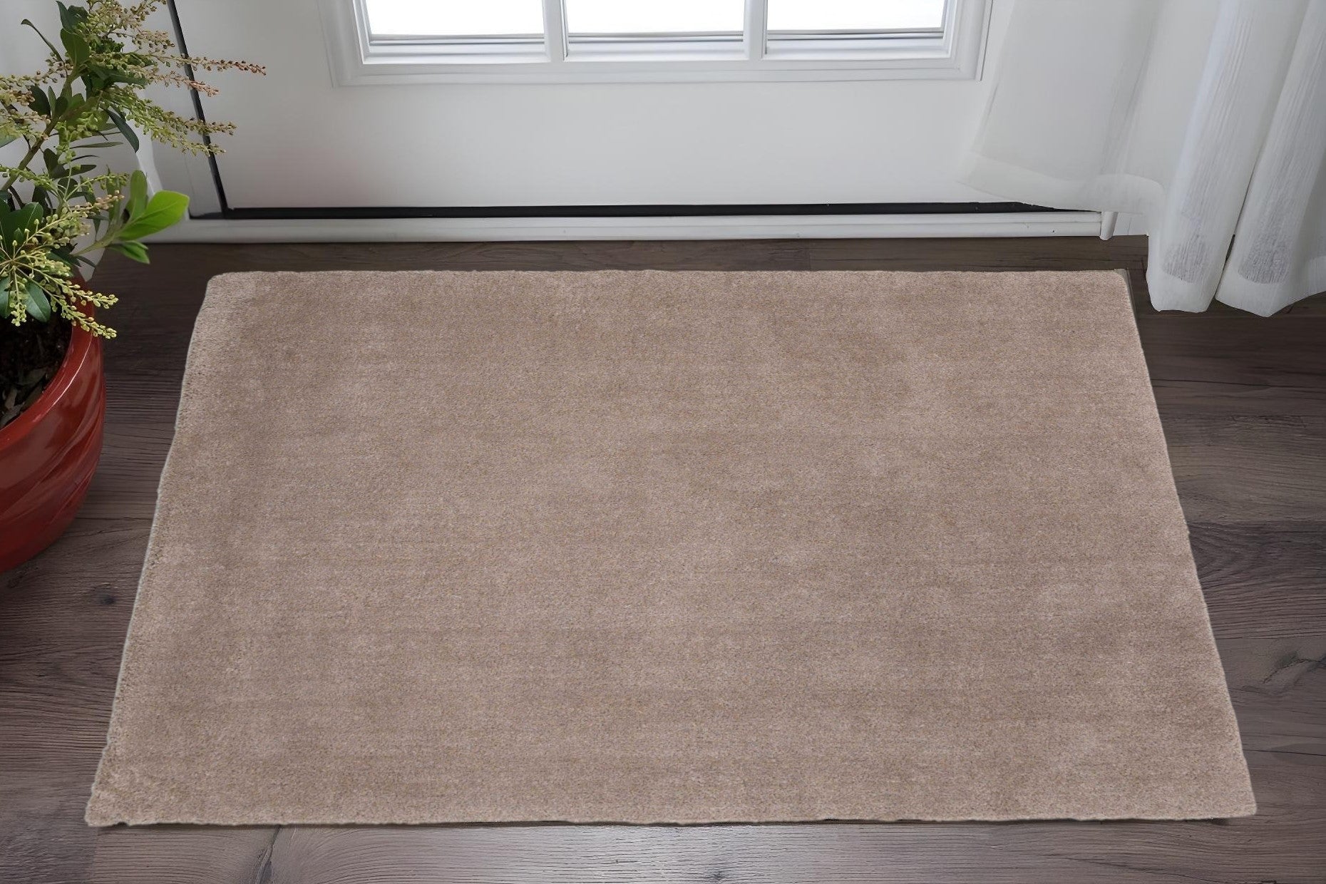 8' Beige Hand Woven Round Rug-Area Rugs-DECOROLALA