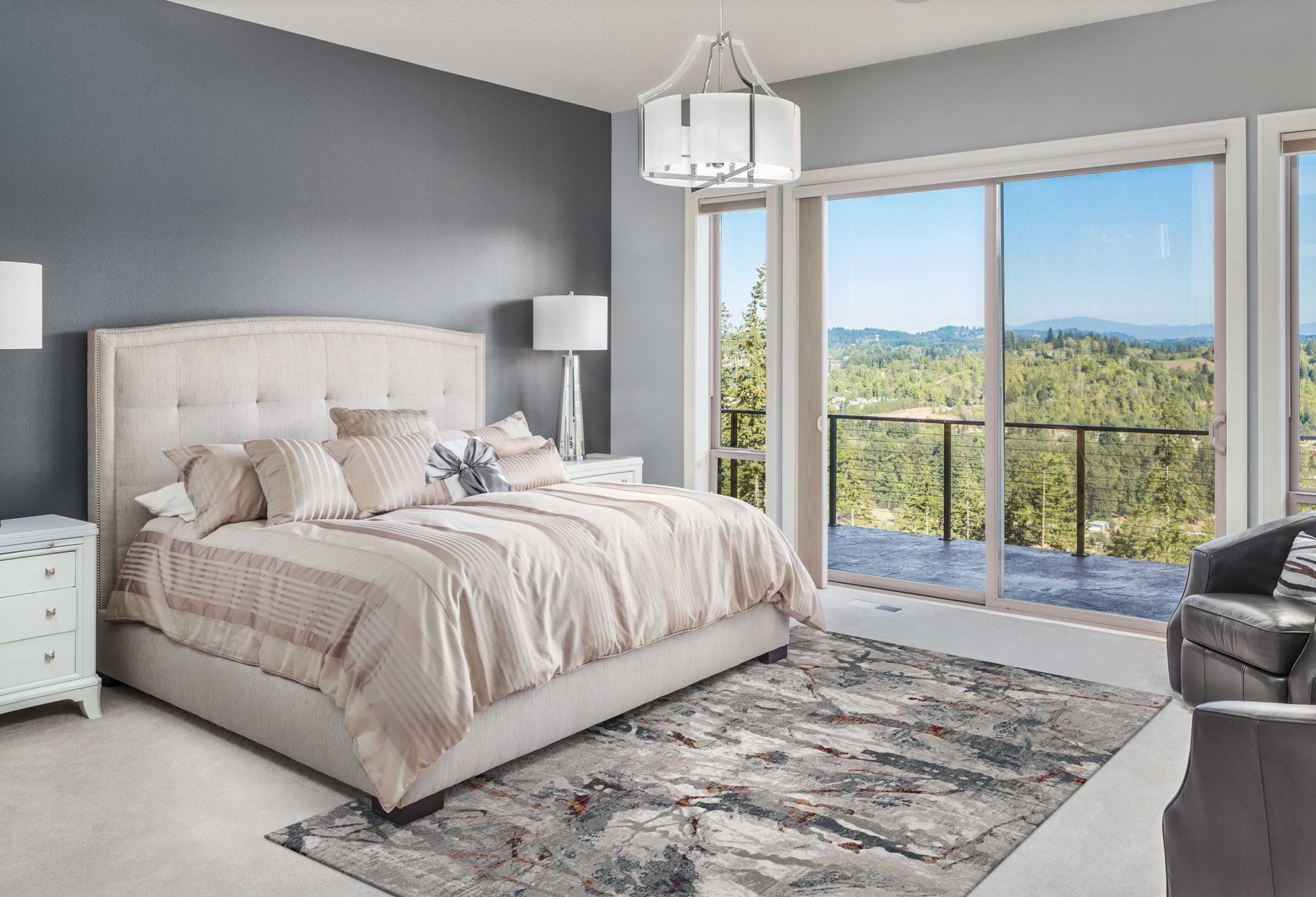 8' Beige Ivory And Brown Seashell and Coral Hand Tufted Round Rug-Area Rugs-DECOROLALA