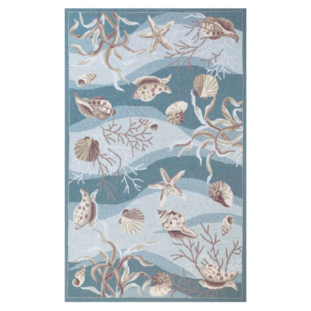 8' Beige Ivory And Brown Seashell and Coral Hand Tufted Runner Rug-Area Rugs-DECOROLALA