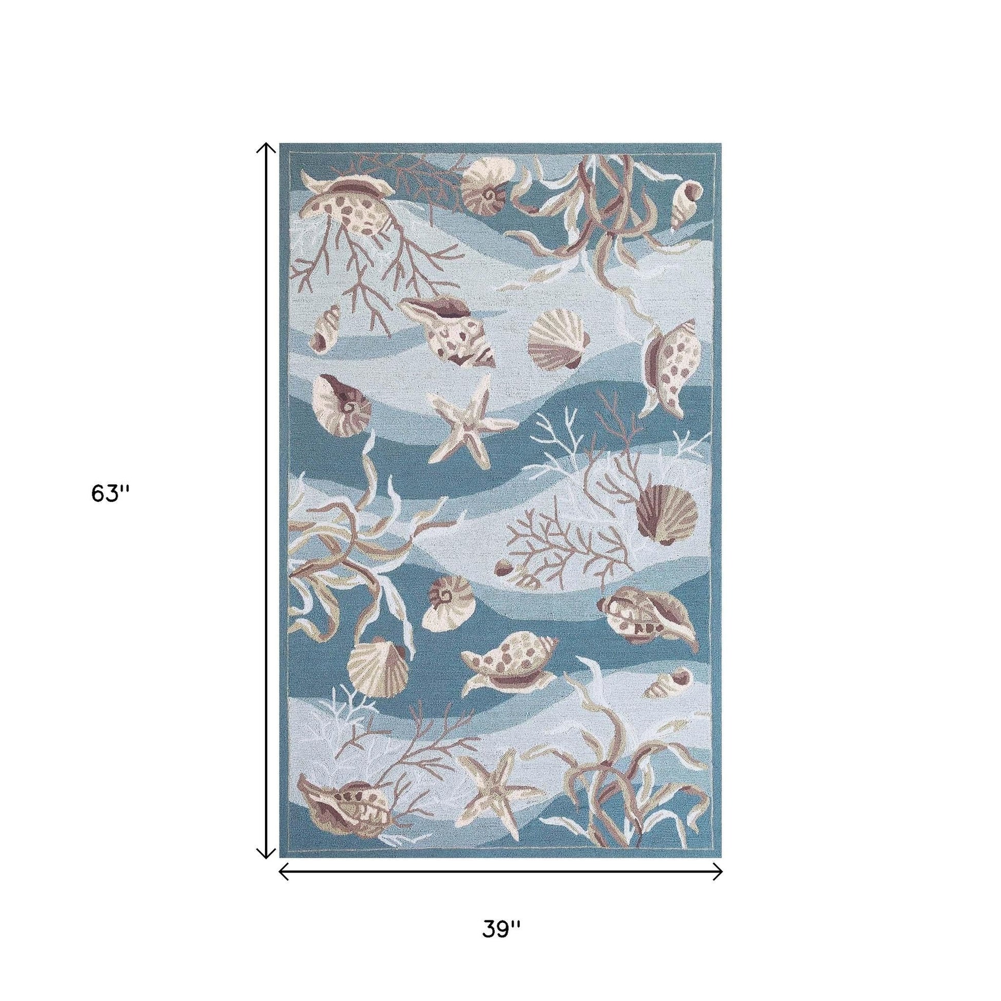 8' Beige Ivory And Brown Seashell and Coral Hand Tufted Runner Rug-Area Rugs-DECOROLALA