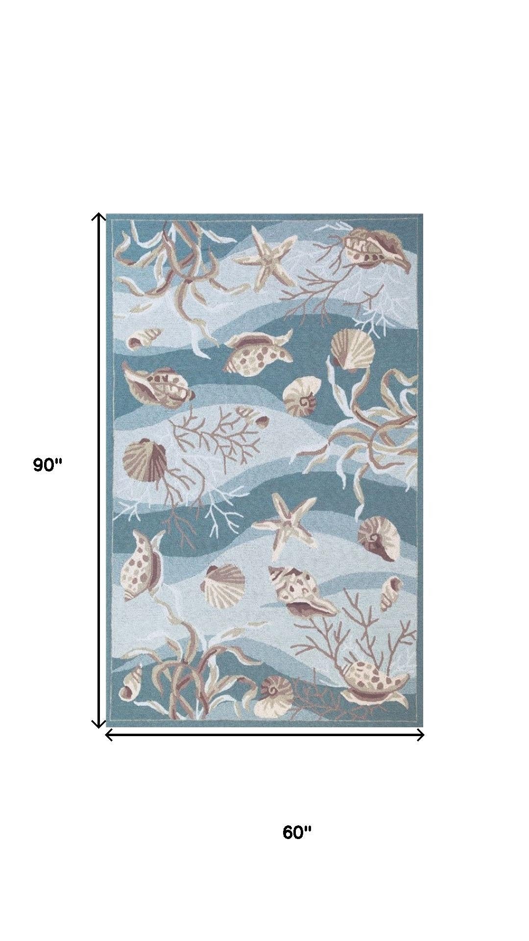 8' Beige Ivory And Brown Seashell and Coral Hand Tufted Runner Rug-Area Rugs-DECOROLALA