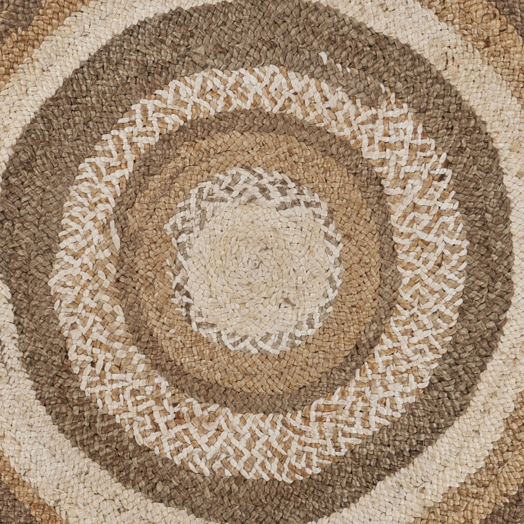 8' Beige Jute Hand Braided Round Rug-Area Rugs-DECOROLALA