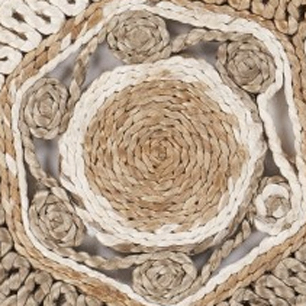 8' Beige Jute Hand Braided Round Rug-Area Rugs-DECOROLALA