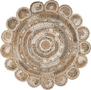 8' Beige Jute Hand Braided Round Rug-Area Rugs-DECOROLALA