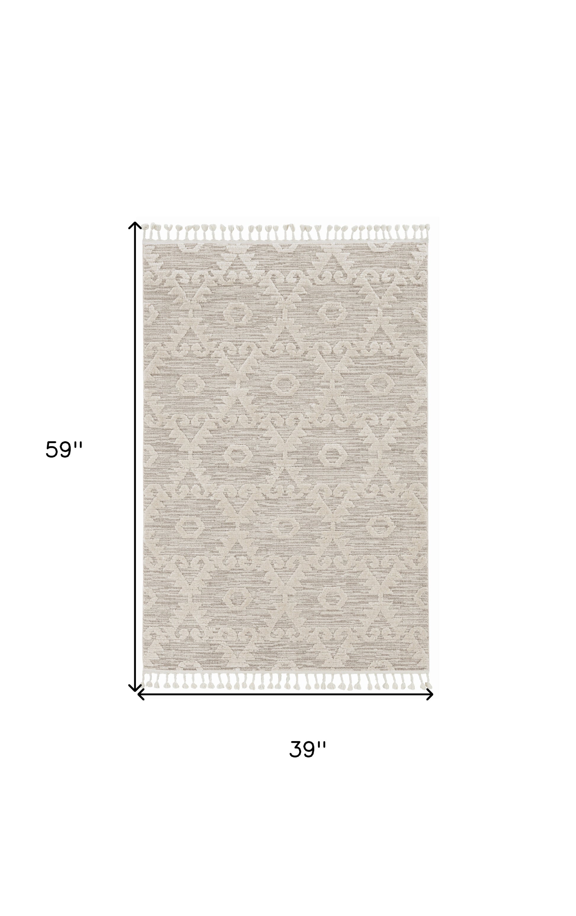 8' Beige and Ivory Geometric Runner Rug-Area Rugs-DECOROLALA
