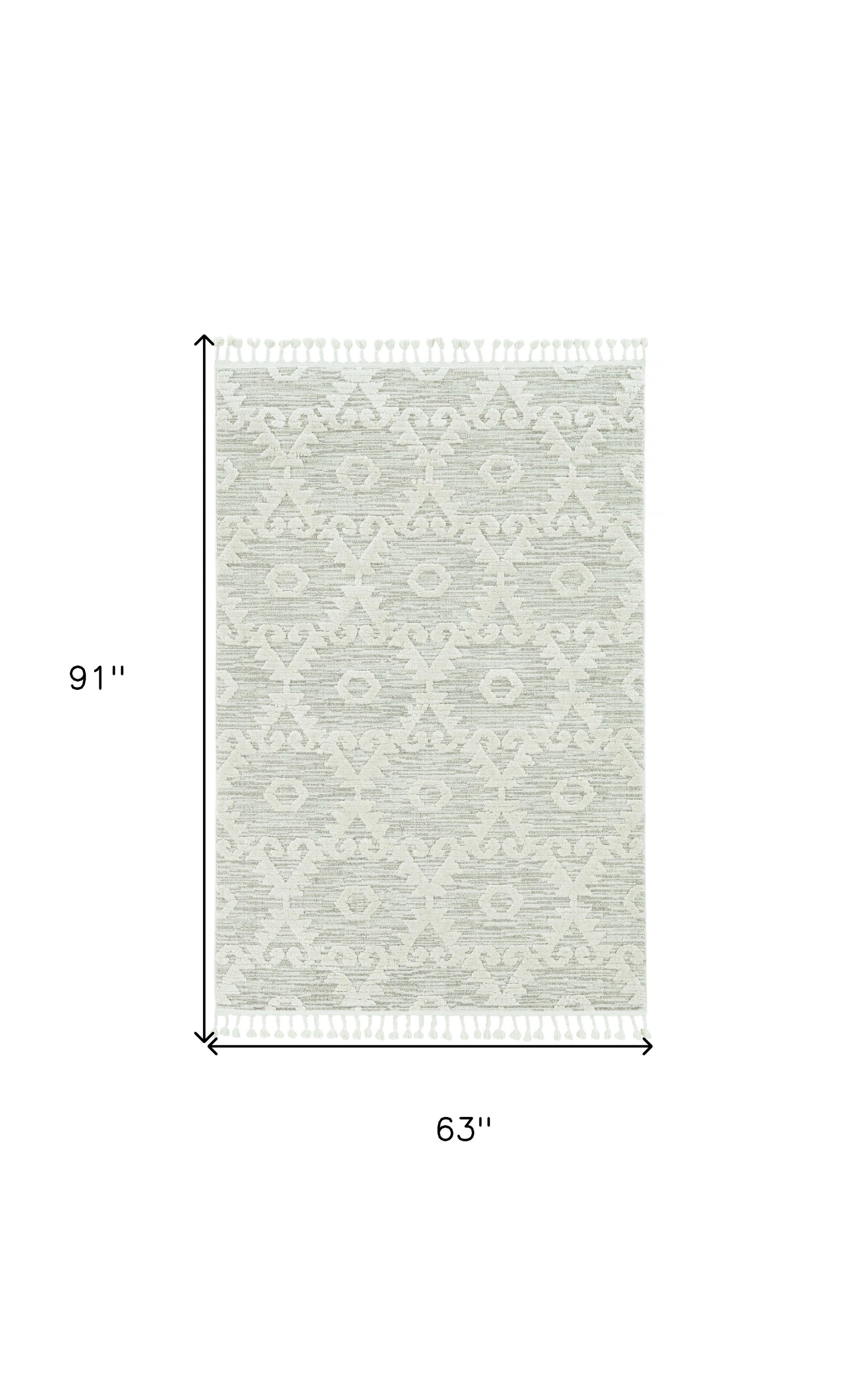 8' Beige and Ivory Geometric Runner Rug-Area Rugs-DECOROLALA