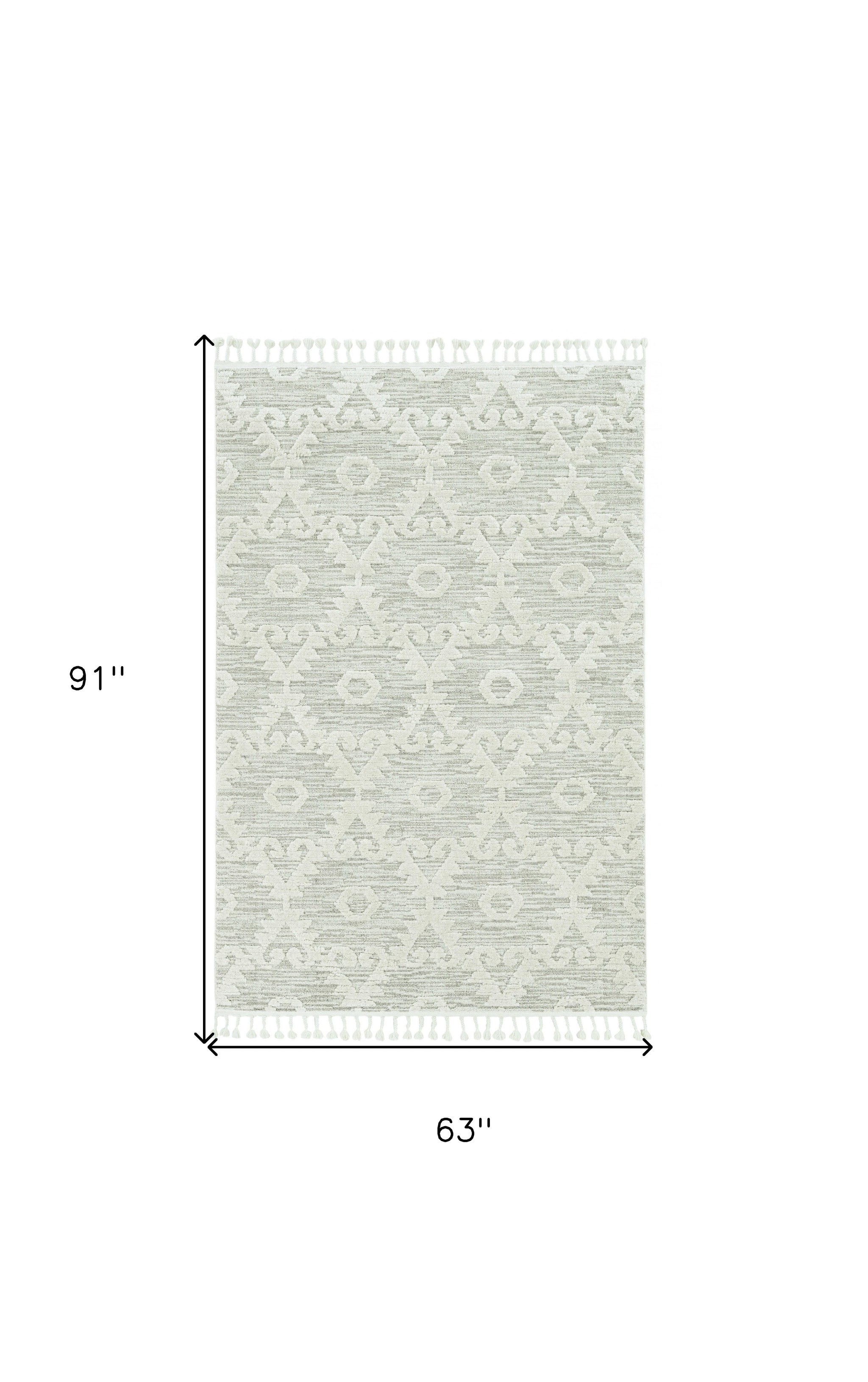 8' Beige and Ivory Geometric Runner Rug-Area Rugs-DECOROLALA