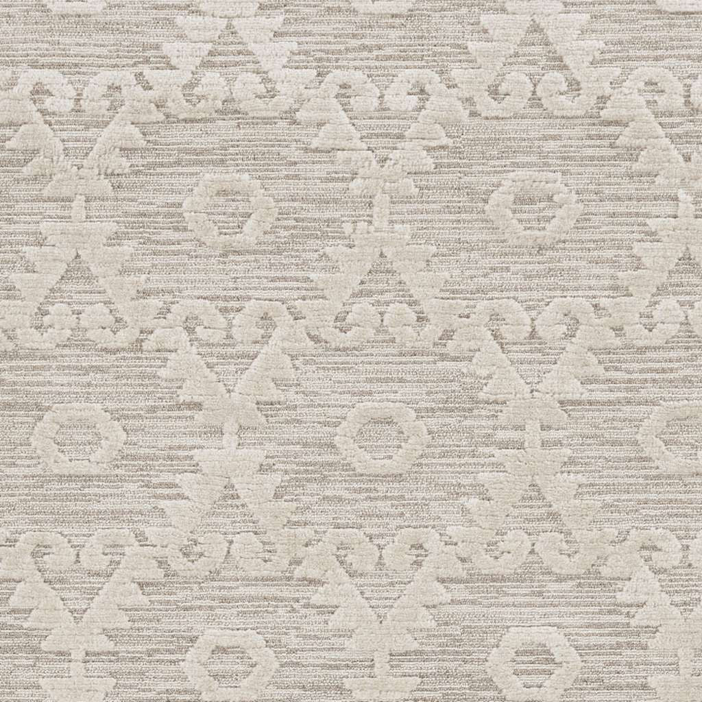 8' Beige and Ivory Geometric Runner Rug-Area Rugs-DECOROLALA