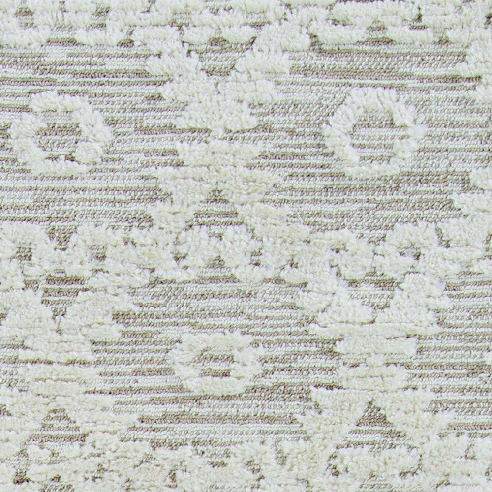 8' Beige and Ivory Geometric Runner Rug-Area Rugs-DECOROLALA