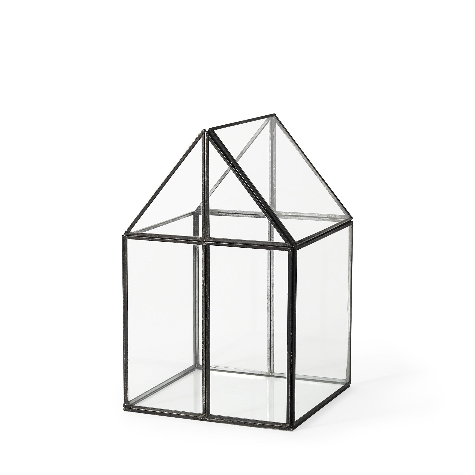 8" Black And Clear Glass And Metal Box-Organizers-DECOROLALA