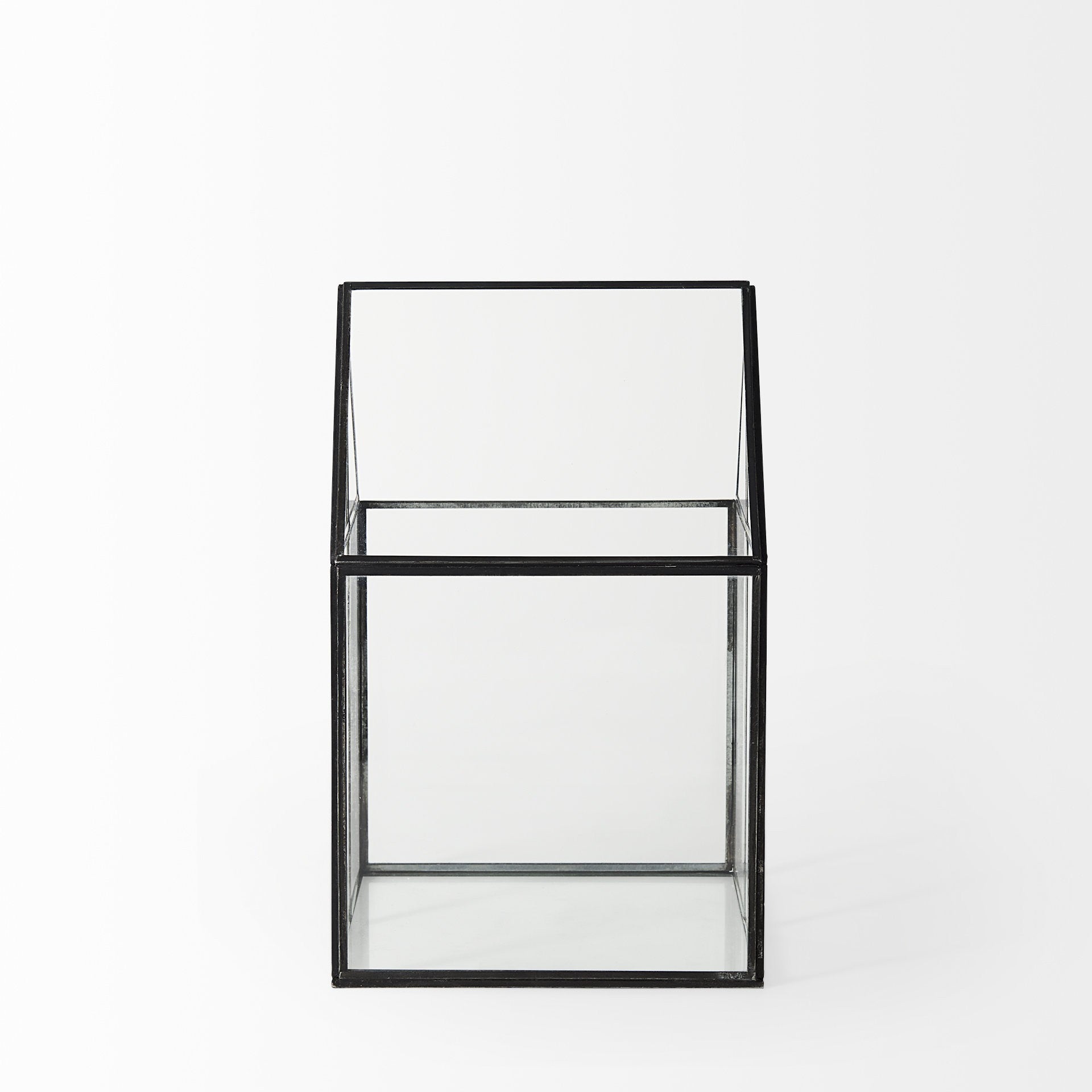 8" Black And Clear Glass And Metal Box-Organizers-DECOROLALA