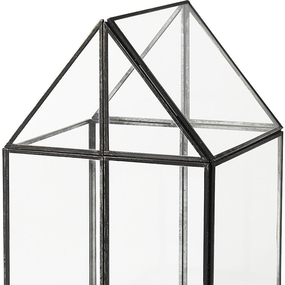 8" Black And Clear Glass And Metal Box-Organizers-DECOROLALA