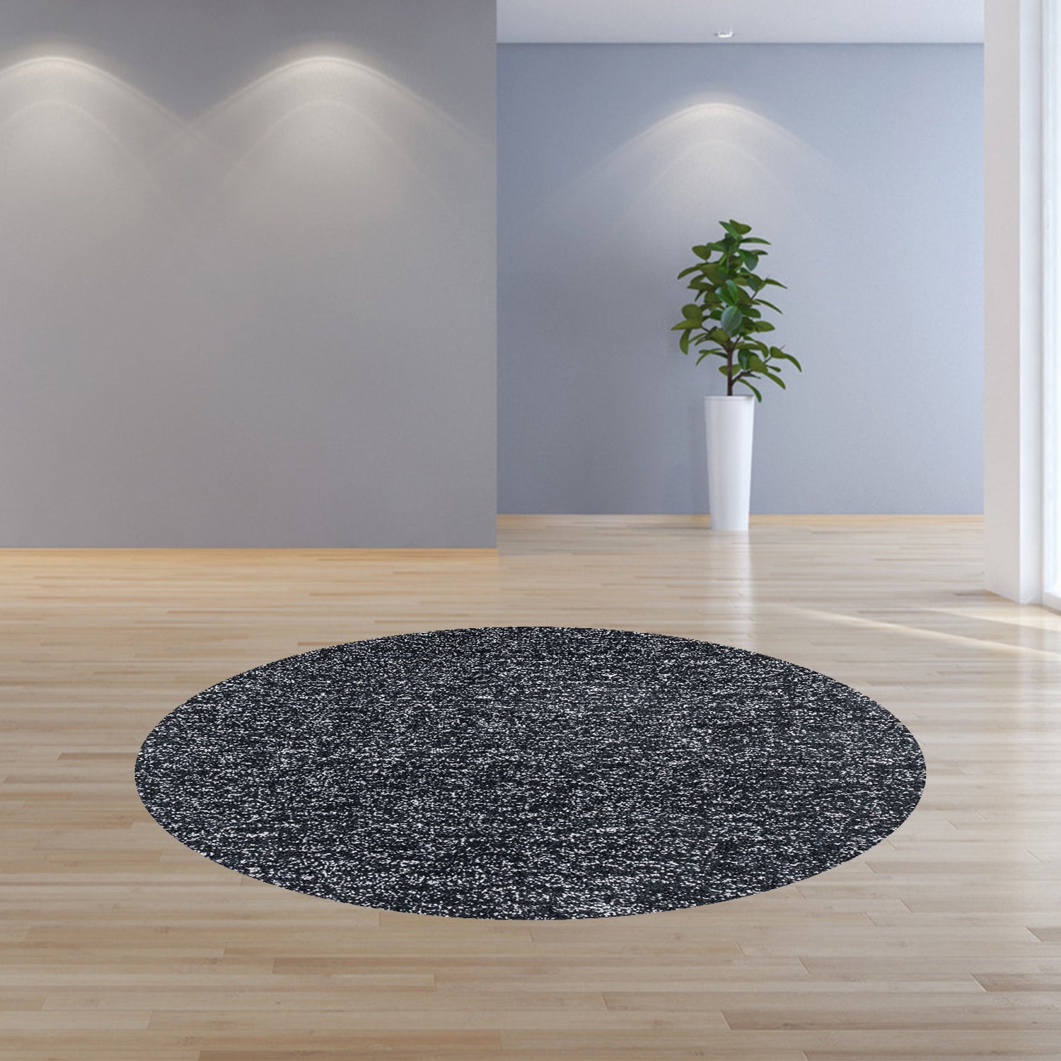 8' Black And White Hand Woven Round Rug-Area Rugs-DECOROLALA
