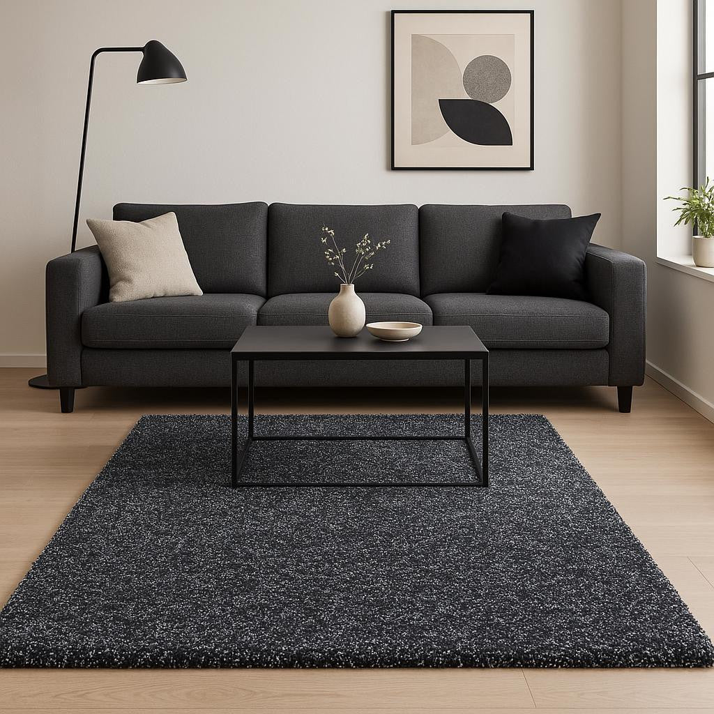 8' Black And White Hand Woven Round Rug-Area Rugs-DECOROLALA