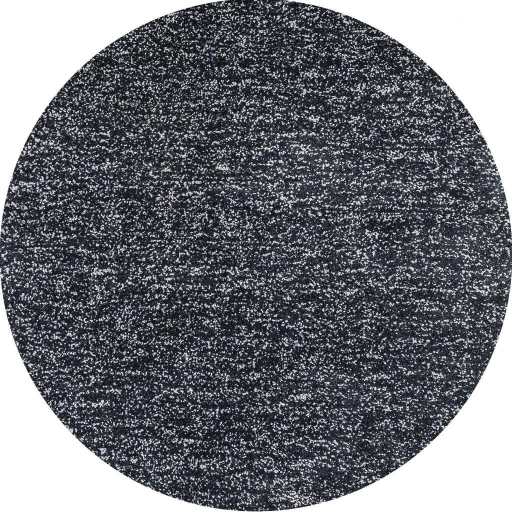 8' Black And White Hand Woven Round Rug-Area Rugs-DECOROLALA