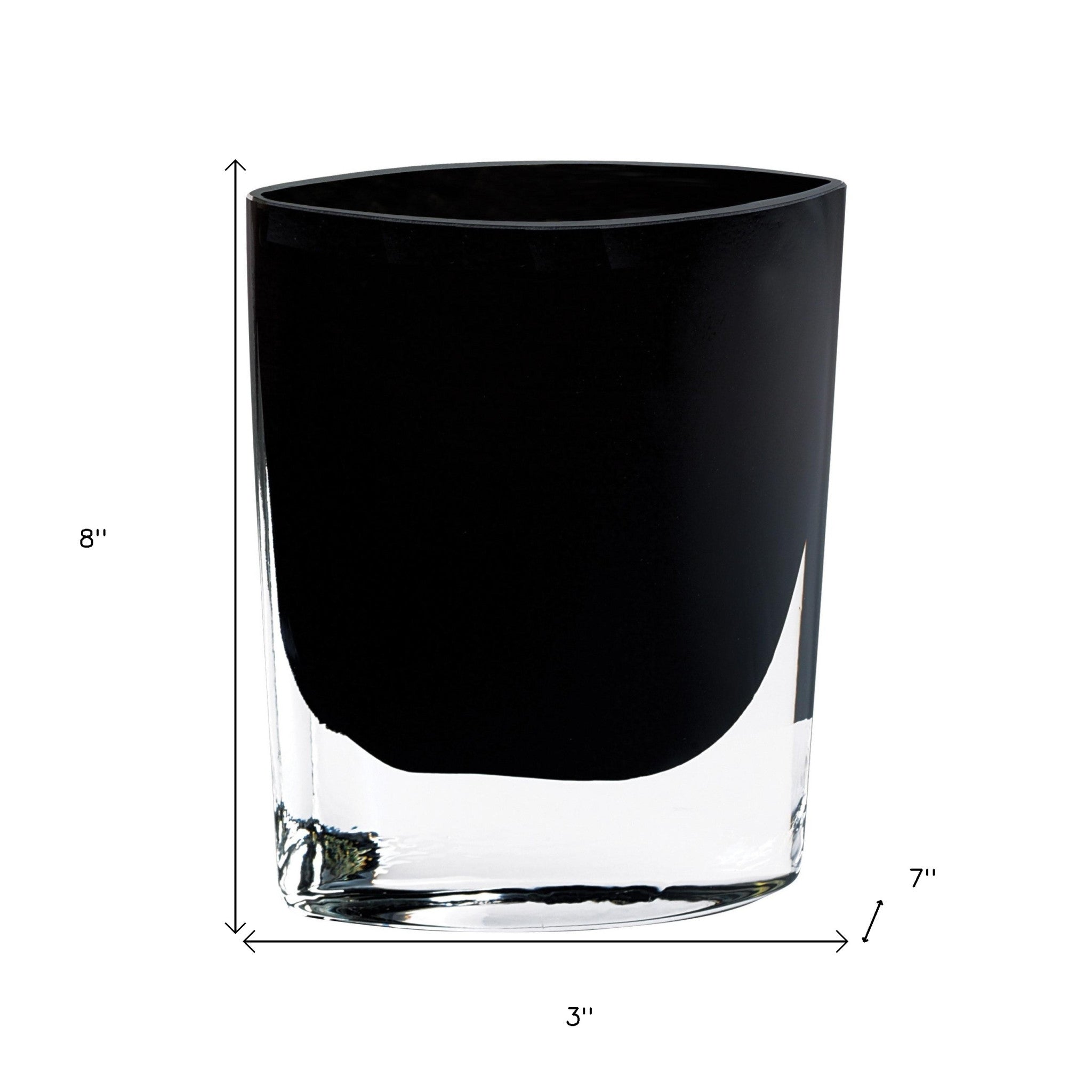 8" Black Bud Lead Free Crystal Table Vase-Vases-DECOROLALA