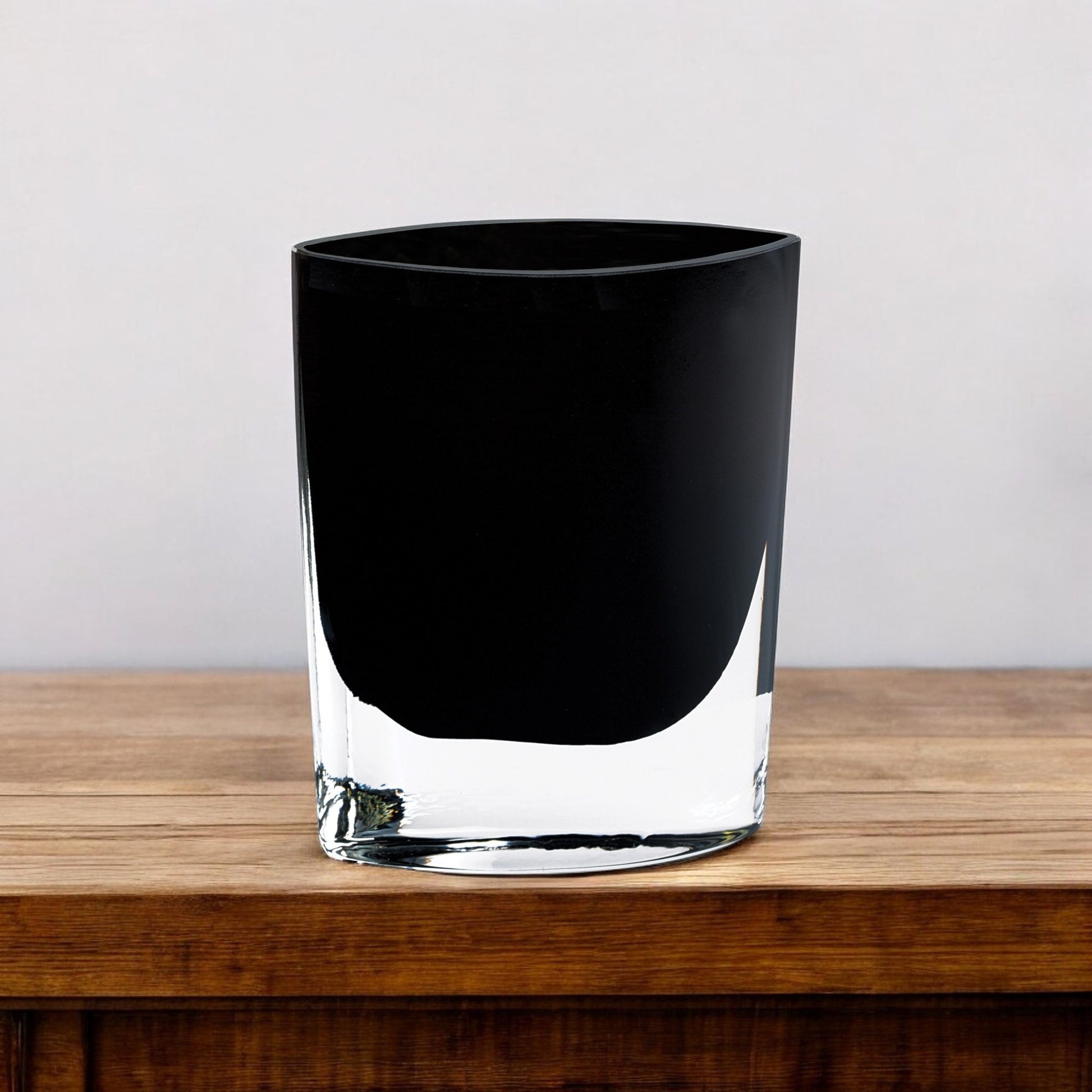 8" Black Bud Lead Free Crystal Table Vase-Vases-DECOROLALA