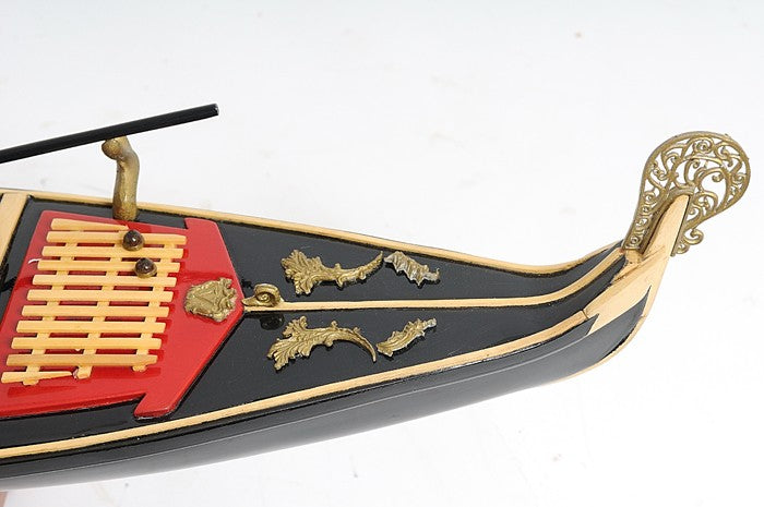 8" Black and Red Venetian Gondola Hand Painted Decorative Boat-Sculptures-DECOROLALA