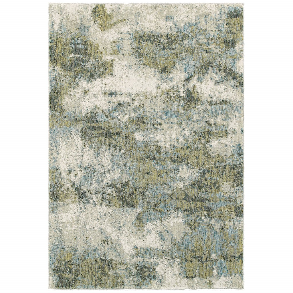 8' Blue And Green Runner Rug-Area Rugs-DECOROLALA