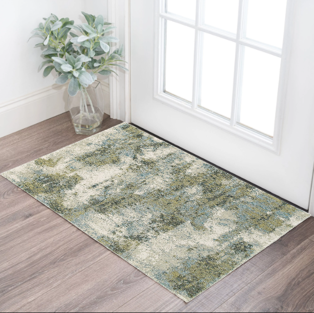 8' Blue And Green Runner Rug-Area Rugs-DECOROLALA