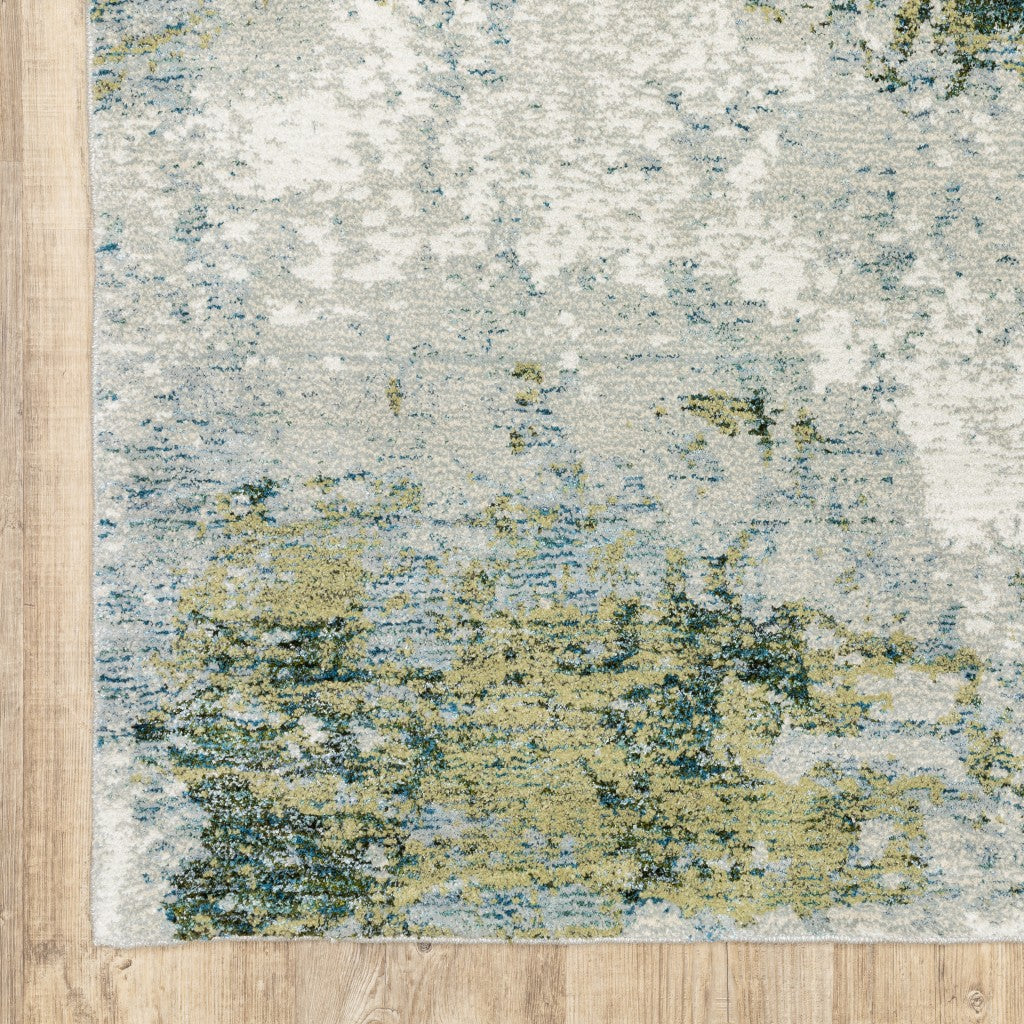 8' Blue And Green Runner Rug-Area Rugs-DECOROLALA