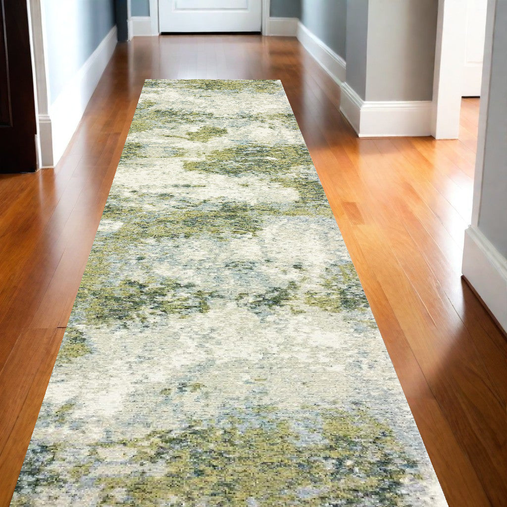 8' Blue And Green Runner Rug-Area Rugs-DECOROLALA