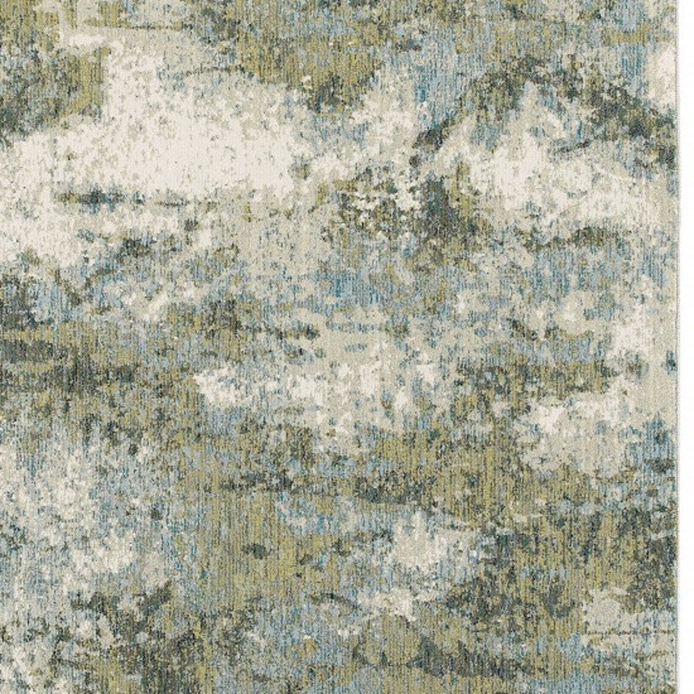 8' Blue And Green Runner Rug-Area Rugs-DECOROLALA