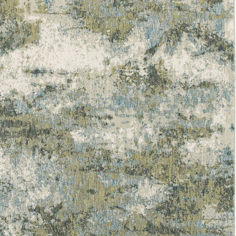 8' Blue And Green Runner Rug-Area Rugs-DECOROLALA