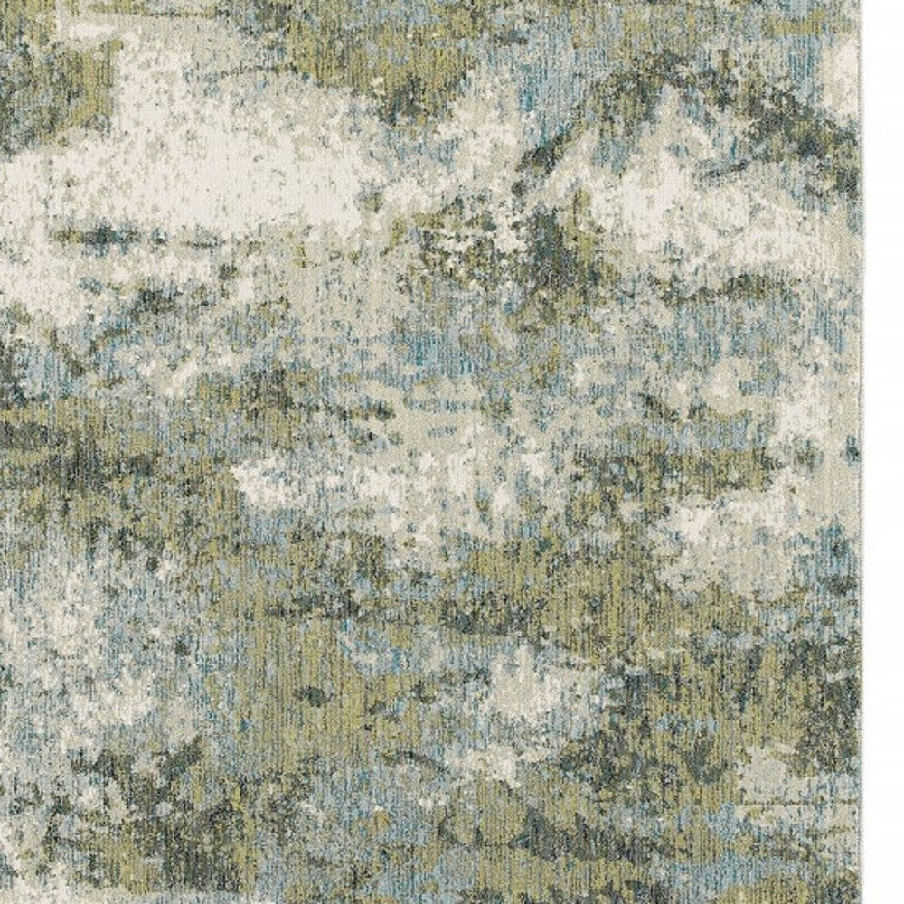 8' Blue And Green Runner Rug-Area Rugs-DECOROLALA