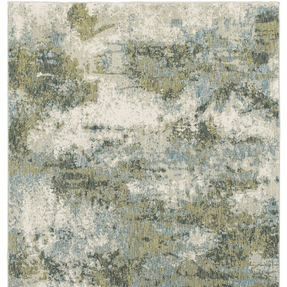 8' Blue And Green Runner Rug-Area Rugs-DECOROLALA
