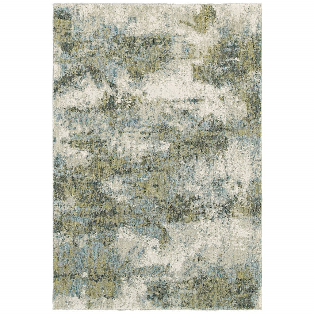 8' Blue And Green Runner Rug-Area Rugs-DECOROLALA
