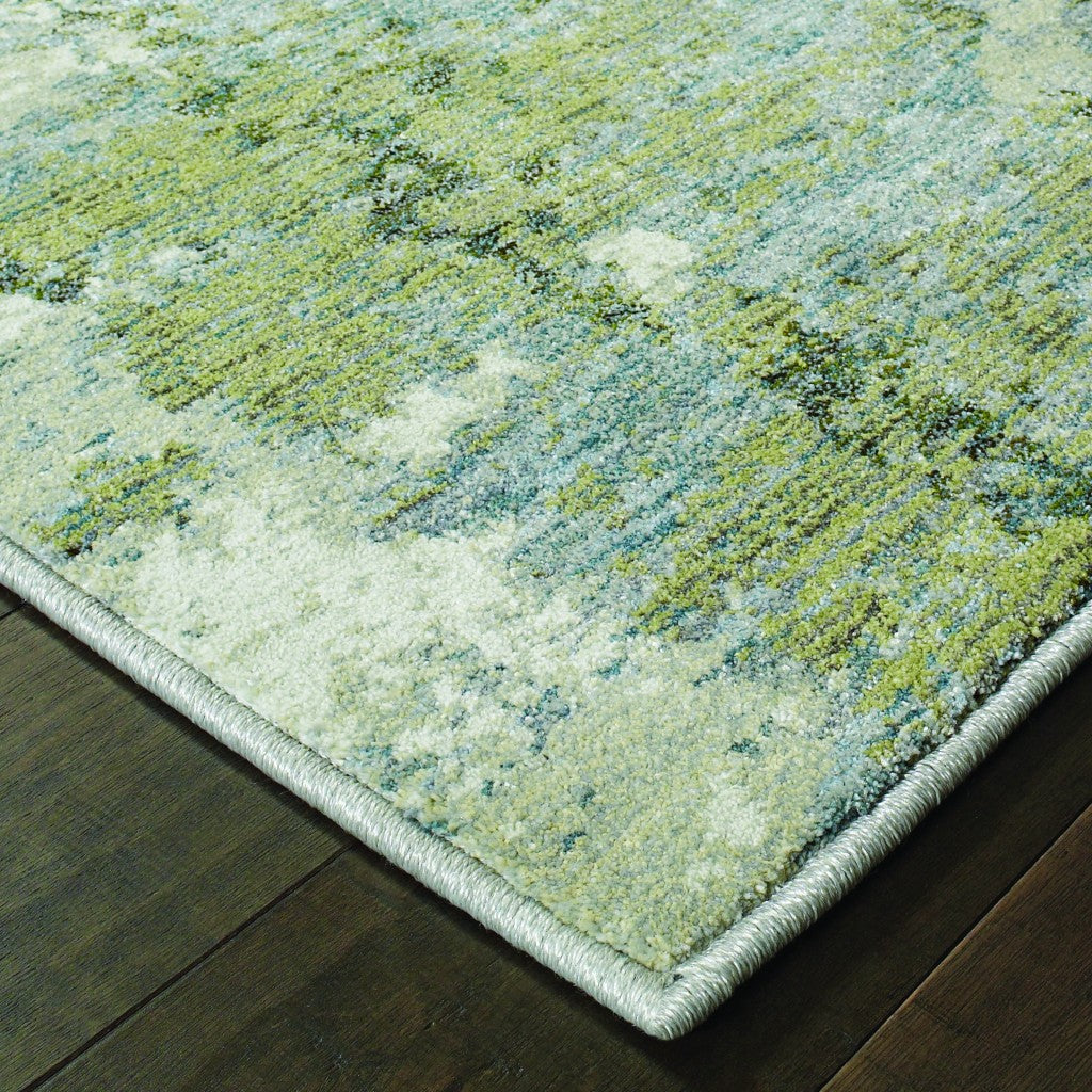 8' Blue And Green Runner Rug-Area Rugs-DECOROLALA