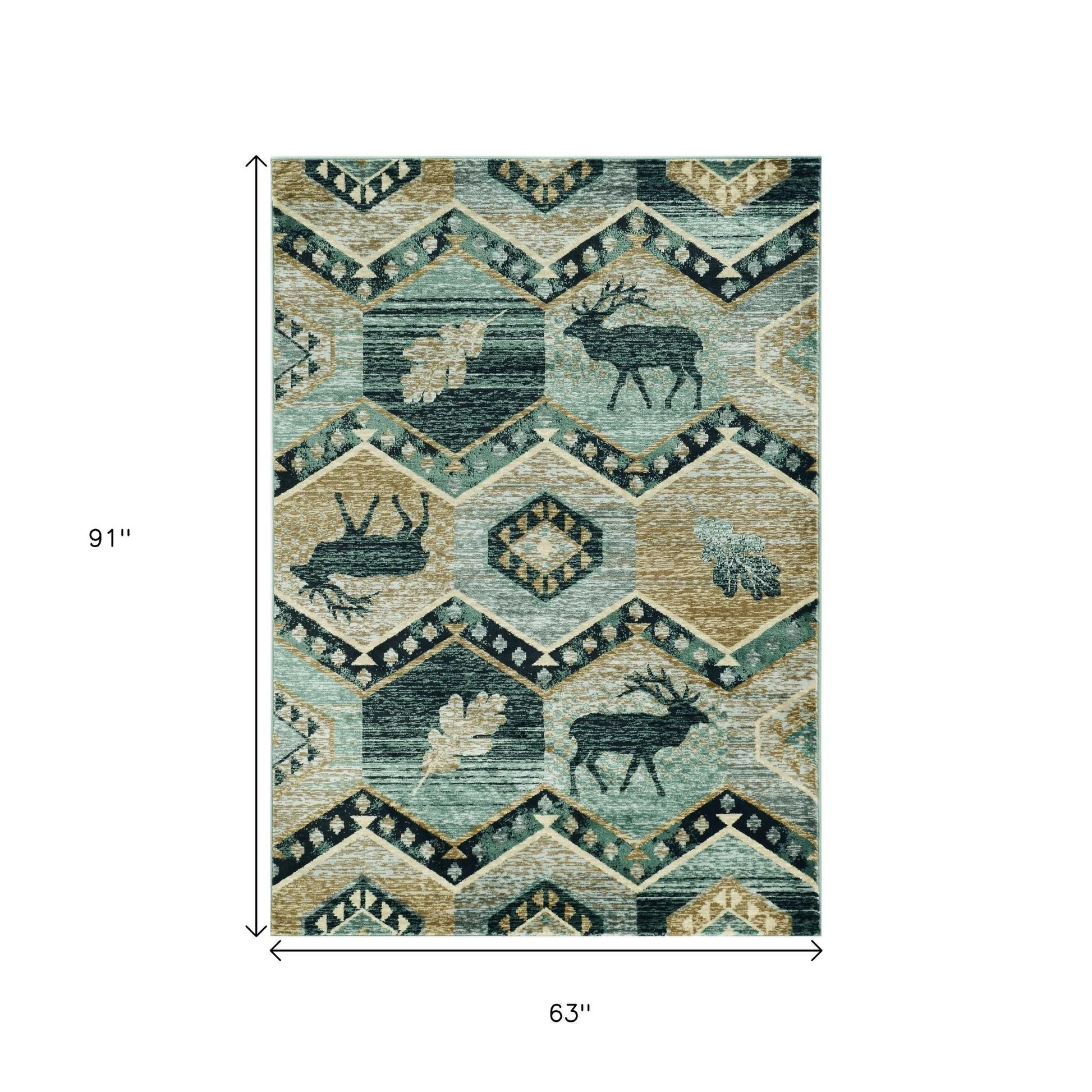 8' Blue And Green Woodland Lodge Round Rug-Area Rugs-DECOROLALA