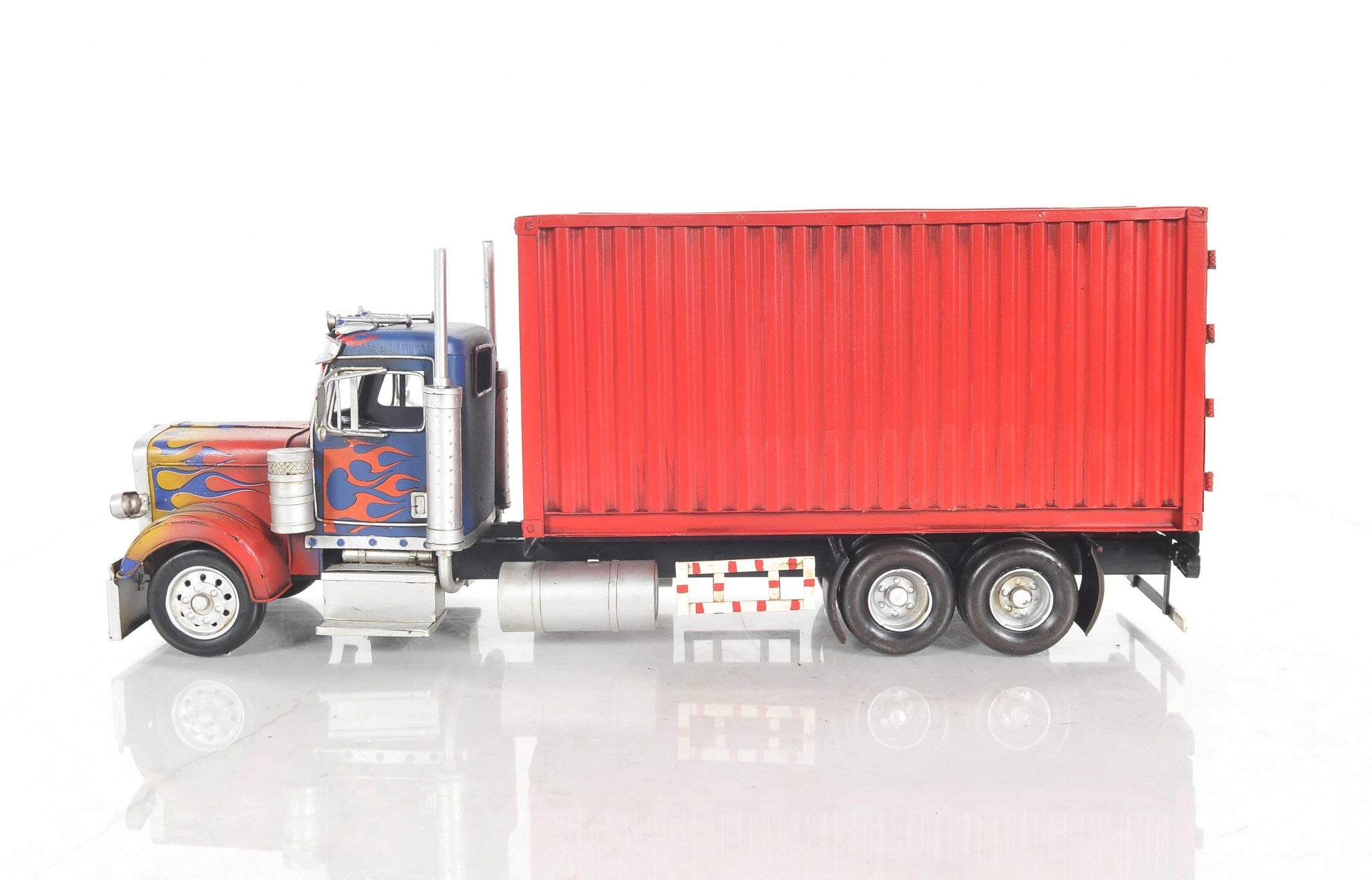 8" Blue And Red Metal Hand Painted Model Car Tabletop Sculpture-Sculptures-DECOROLALA