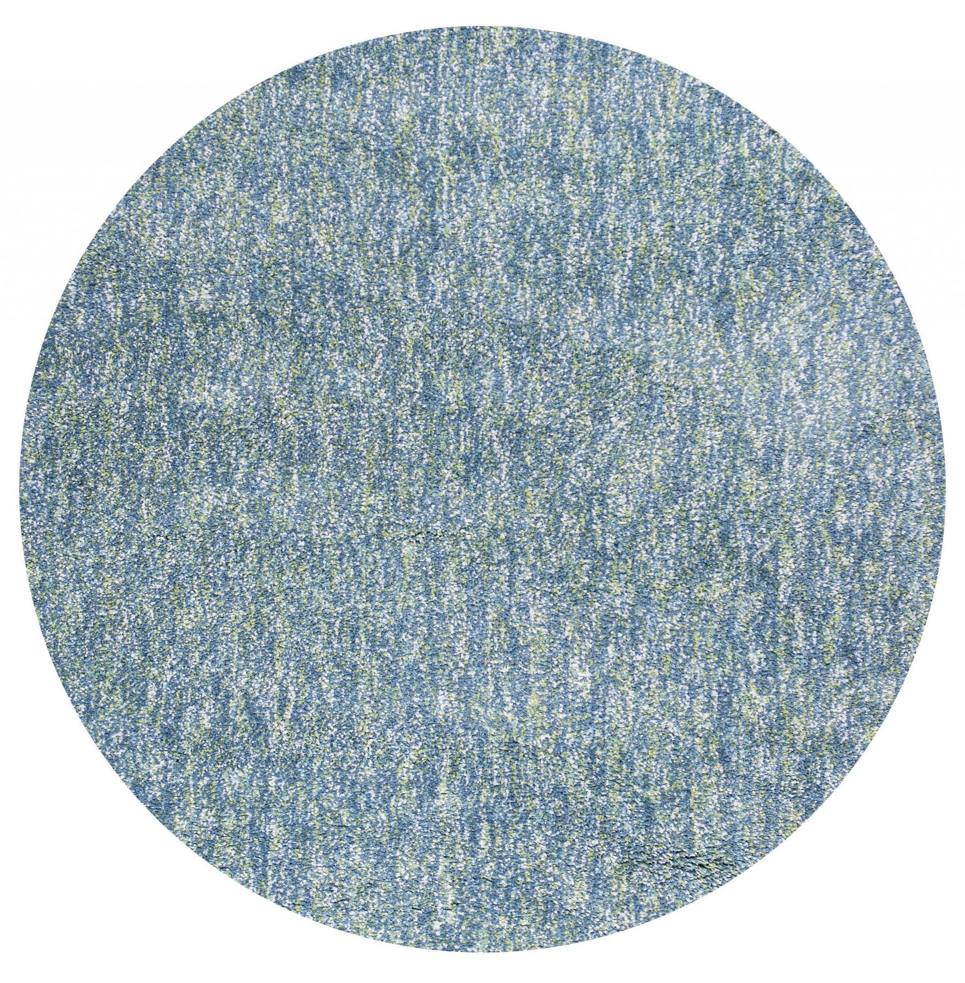 8' Blue And White Abstract Hand Woven Round Rug-Area Rugs-DECOROLALA